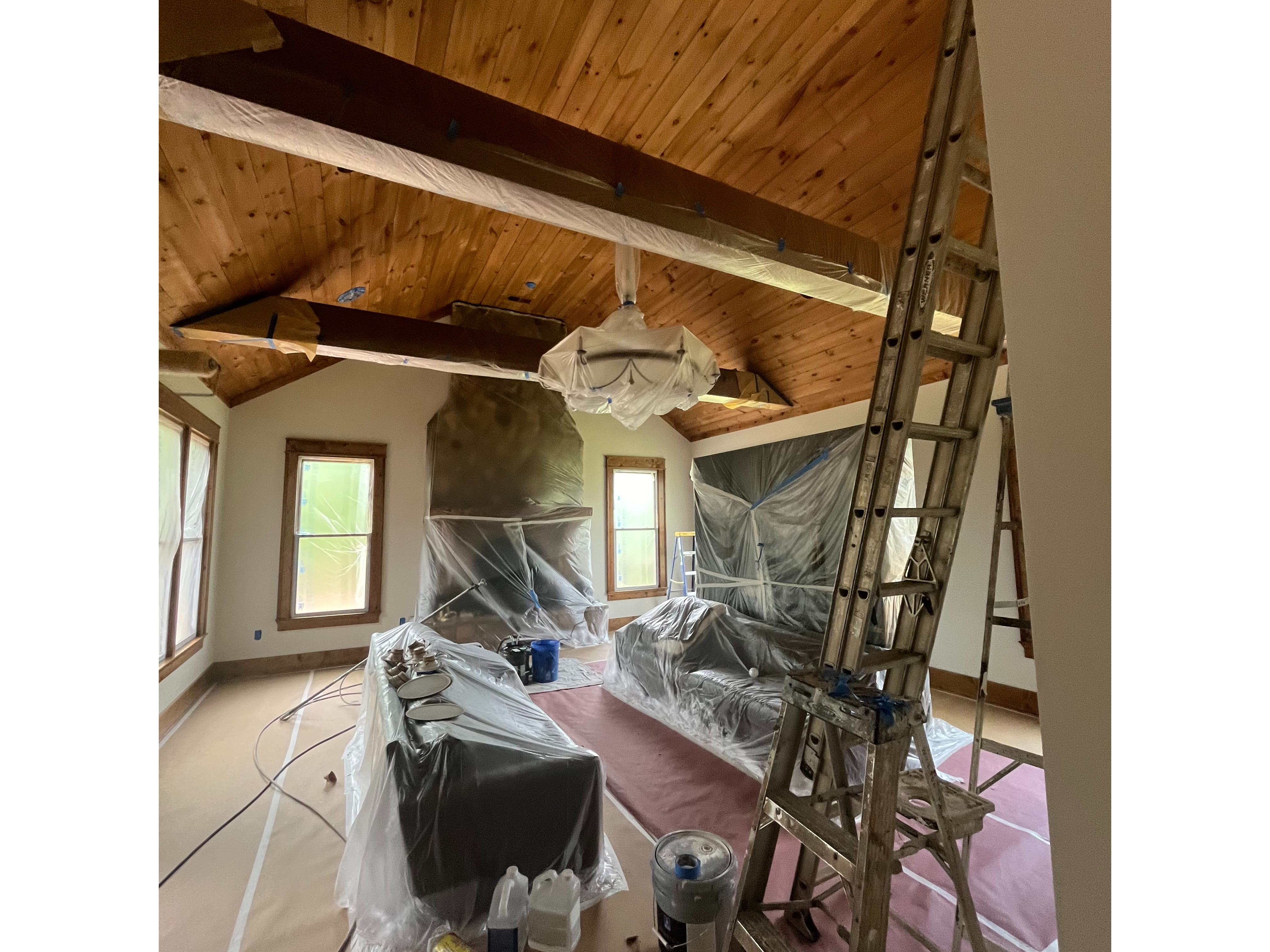 A Room Showcasing a Wooden Ceiling